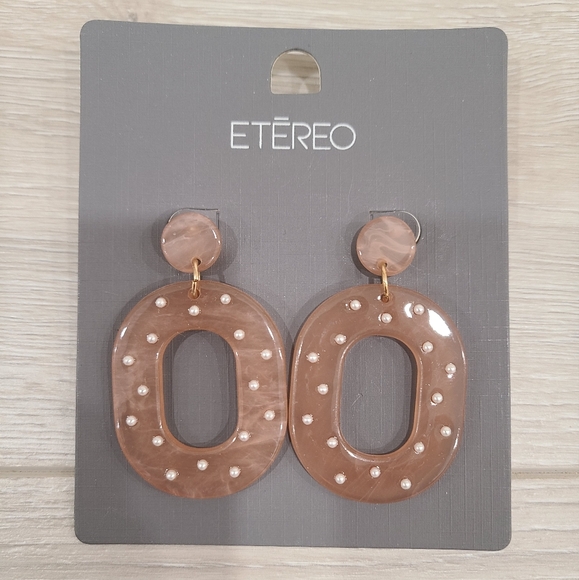 Etereo Embellished Oval Cutout Drop Earrings - Picture 2 of 4